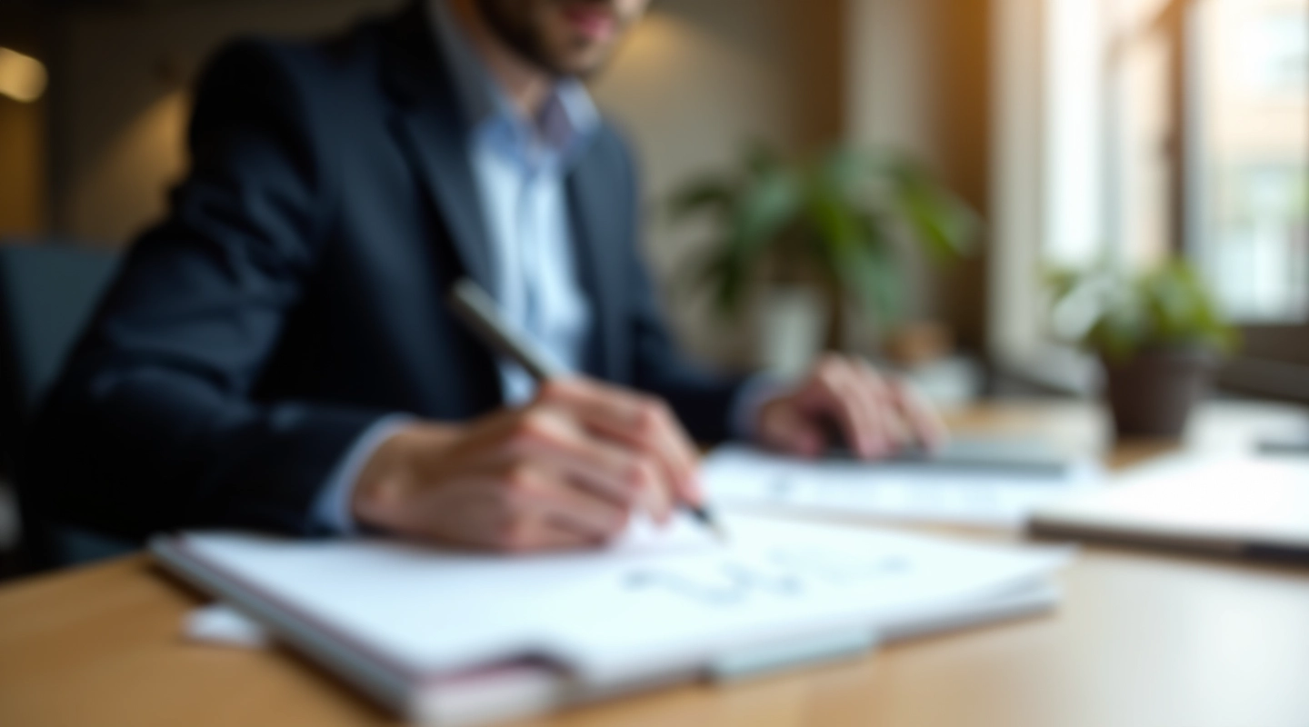 Werkplek met strategische aantekeningen en planningsmateriaal